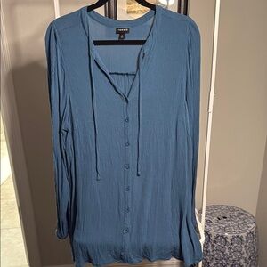 Torrid Blue Crinkle Peasant Blouse